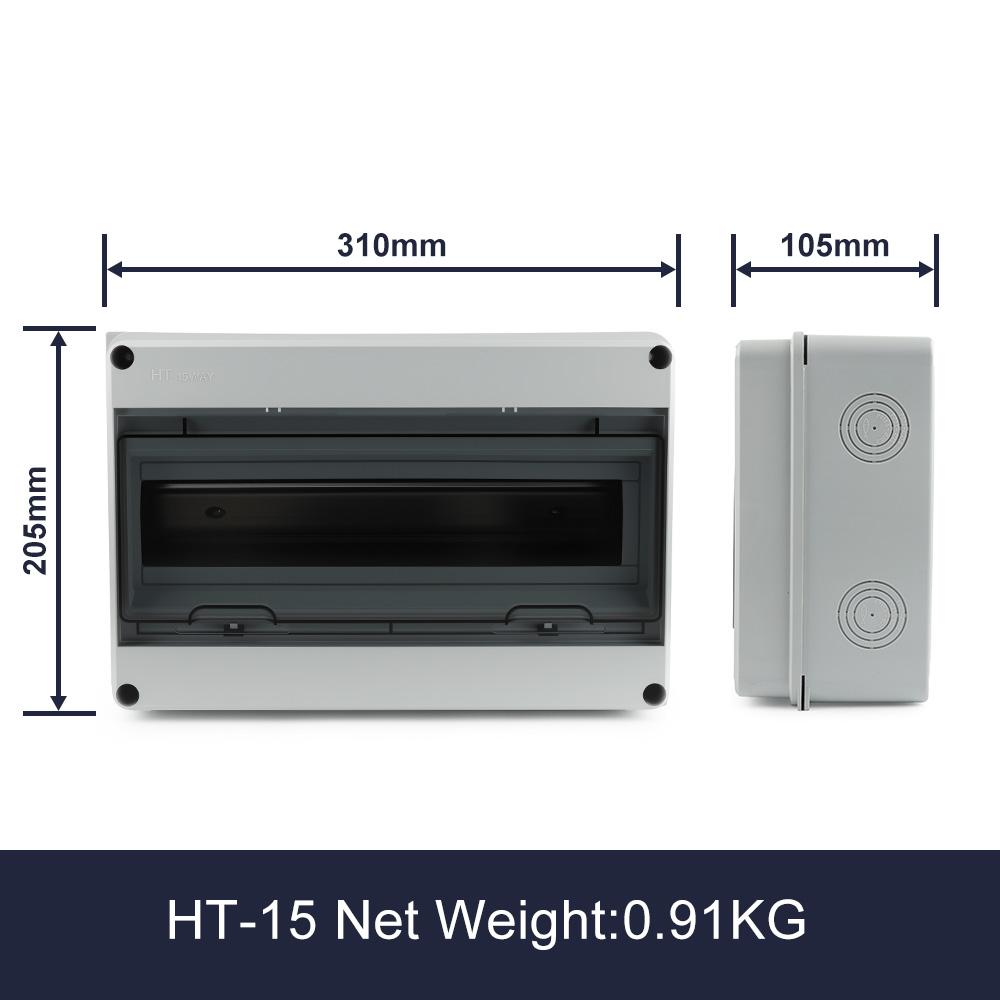 IP65 Waterproof Distribution Box HT-5/8/12/15/18/24 Way ABS Plastic Material Transparent Visual Window Wall-mounted Outdoor Use