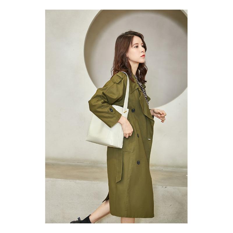 Genuine Leather Women's Shoulder Bucket Bag Large Capacity Crossbody Handbag Fashion Commuter Purse