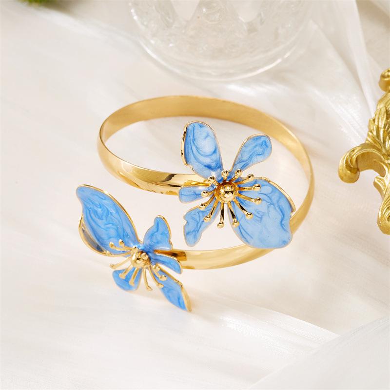 Elegant Enamel Flower Open Ladies' Bracelet, Colorful Flower Bracelet, Beach Party Vacation Jewelry