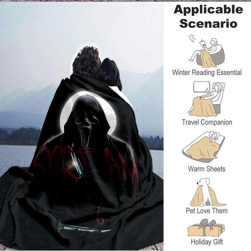 1 Stück Scream Weiche Bequeme Decke Digitaldruck, Ganzjahres Mehrzweck Strickgewebe Bettwäsche, Büro, Sofa Heimdeko Decke