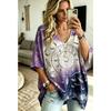 Women's Oversized Loose V-neck T-shirt Top, Bata Shirt with Seven Quarter Sleeves Loose Shirt, Bohemian Style Casual T-shirt