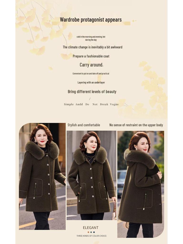 Mink Velvet Coat: New Winter Style for Middle-Aged Women, Plus-Size Woolen Jacket for Autumn and Winter