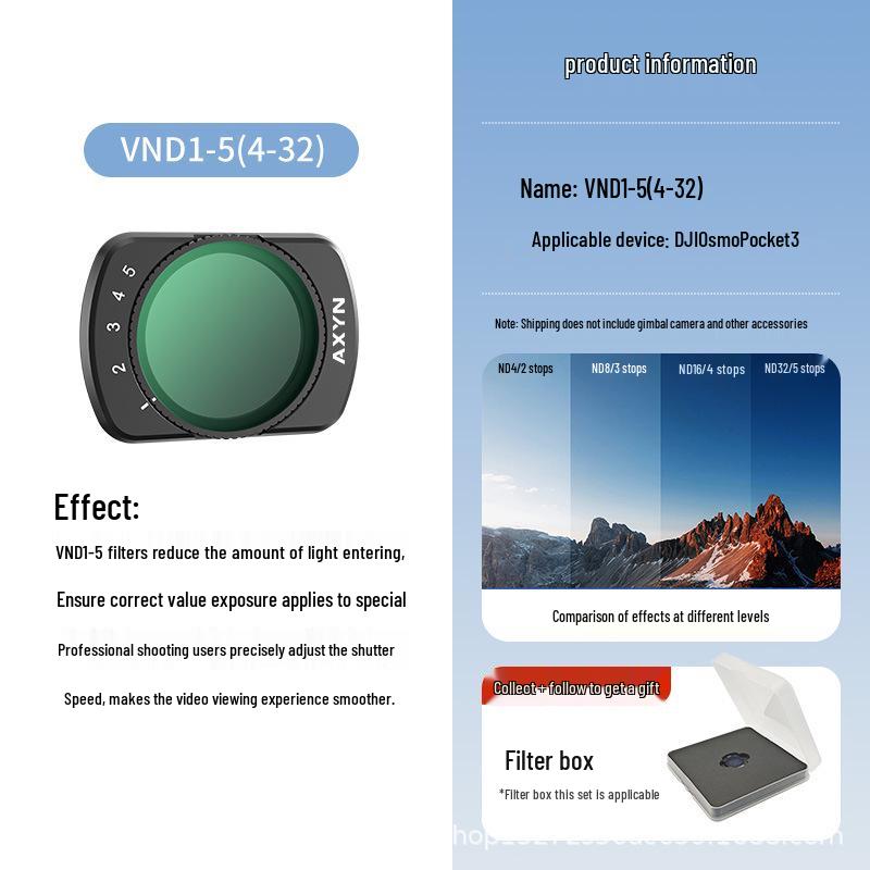 DJI Pocket 3 Filter Set: UV, CPL Polarizing, ND Neutral Density, OSMO Magnetic Wide-Angle Filters