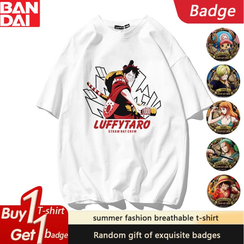 ONE PIECE Peripheral Clothes Boys Nika Luffy Fivespeed Sauron Trend Loose Mens and Womens Summer Trend Shortsleeved Tshirt