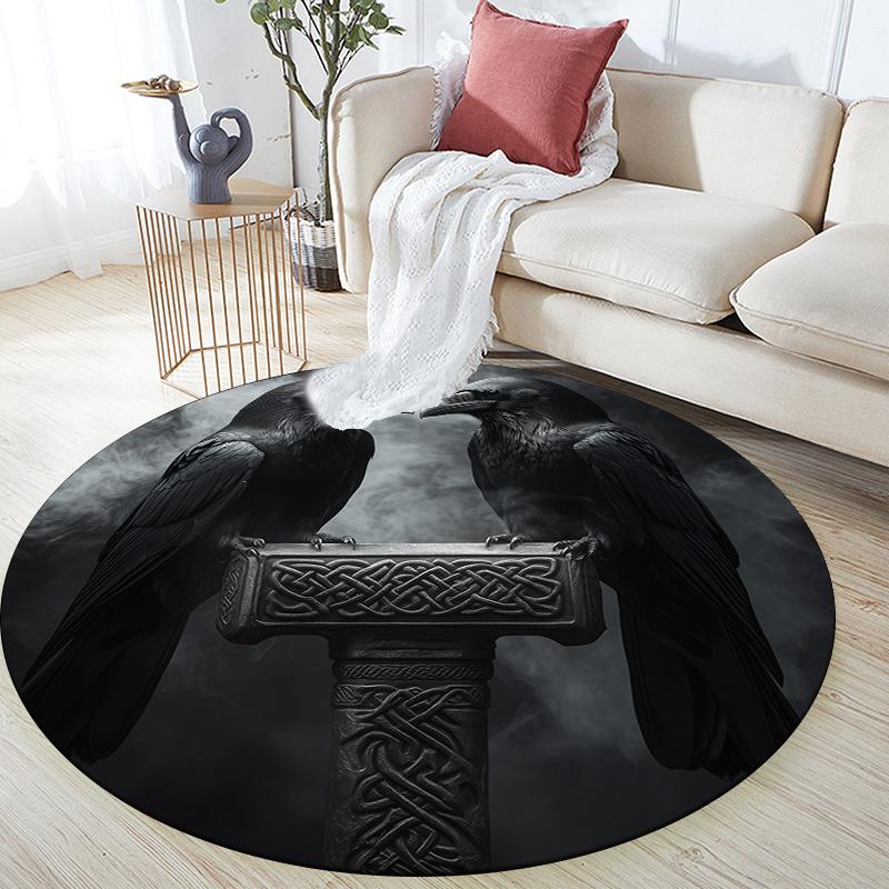 

Raven Round Area Rug,Carpet Rug for Living Room Bedroom Sofa Playroom Decor,Non-slip Floor Mat 80cmx80cm