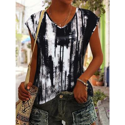 Women's Summer Work Blouse V Neck Short Sleeve Lapel Shirt Top Tunic