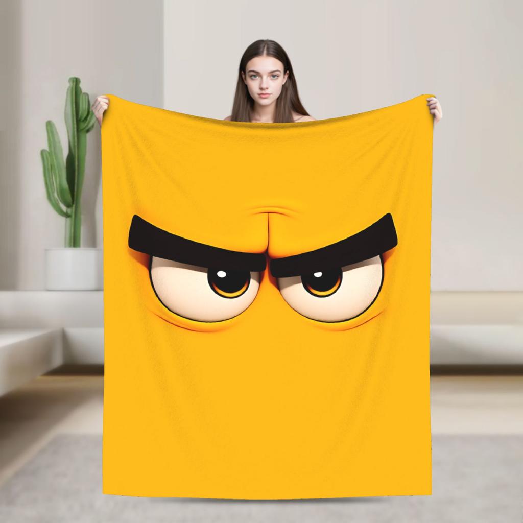 Warm Cozy Throw Blanket Plane Travel An Angry Face And Eyes Funny Meme Blankets Flannel Bedspread For Bedroom Sofa Bed Cover