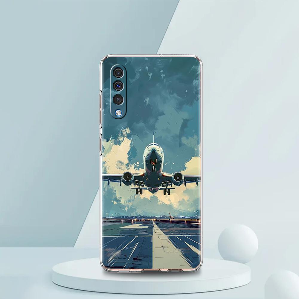 Travel-Inspired Airplane Route Transparent Phone Case for Samsung Galaxy A16 A14 A12 A22 A24 A42 A02 A03S A06 A20 A30 A40 Cover