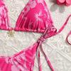 Europäischer & Amerikanischer Print Sexy Dreiteiliger Bikini Badeanzug für Damen