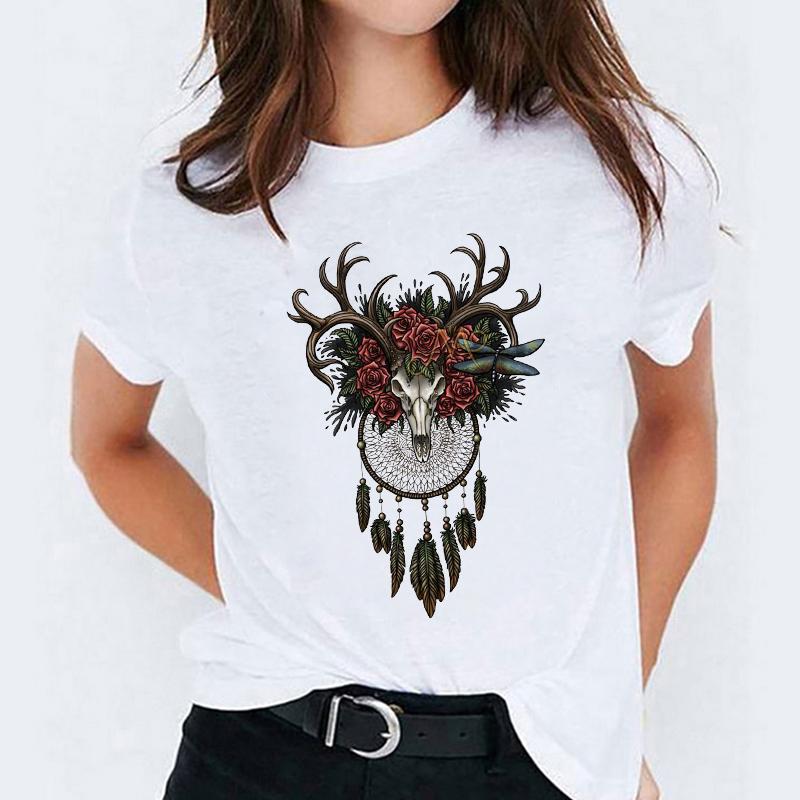 Damen Sommer T-Shirt Trend Print Retro Mode Kurzarm T-Shirts Lässig Bedruckte Oberteile
