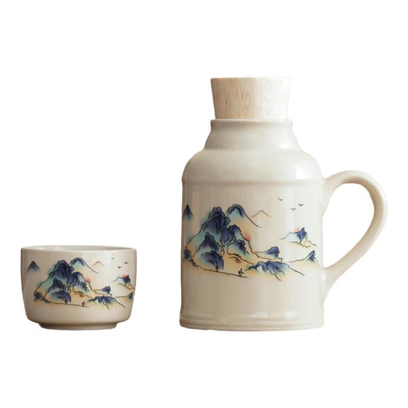 Retro Chinese Ceramic Mini Thermos Teacup