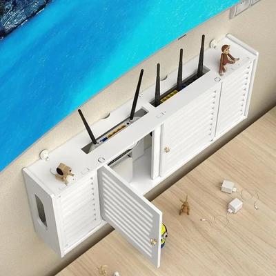 Wall Mounted Wireless Router Rack Wall-Mounted WiFi Storage Box Living Room Wall Decoration Cable Power Bracket Organizer Box
