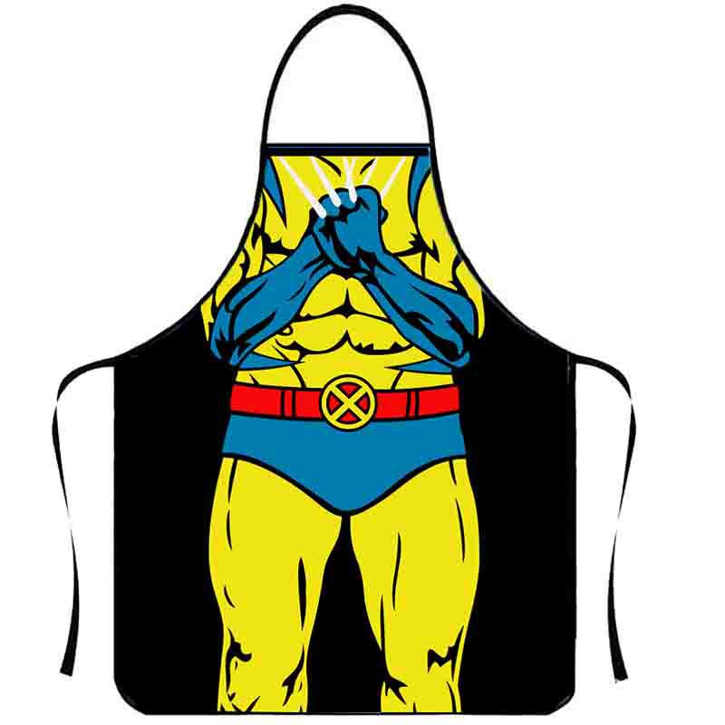 Playful Muscle Body Pattern Sleeveless Apron Washable Kitchen Apron For Barbecue Friend Gathering Party Gift