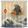 Japanese Style Shower Curtains Toad Master Frog Sea Waves Koi Cherry Blossom Bathroom Decorations Vintage Japan Bath Curtain