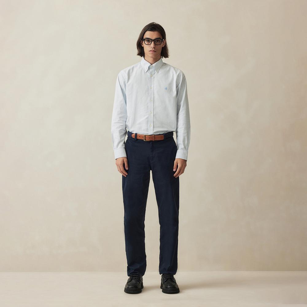 BROOKS BROTHERS Regular Fit Non-Iron Oxford Bengal Stripe Shirt (Light Blue) (Bbthmf9968L)