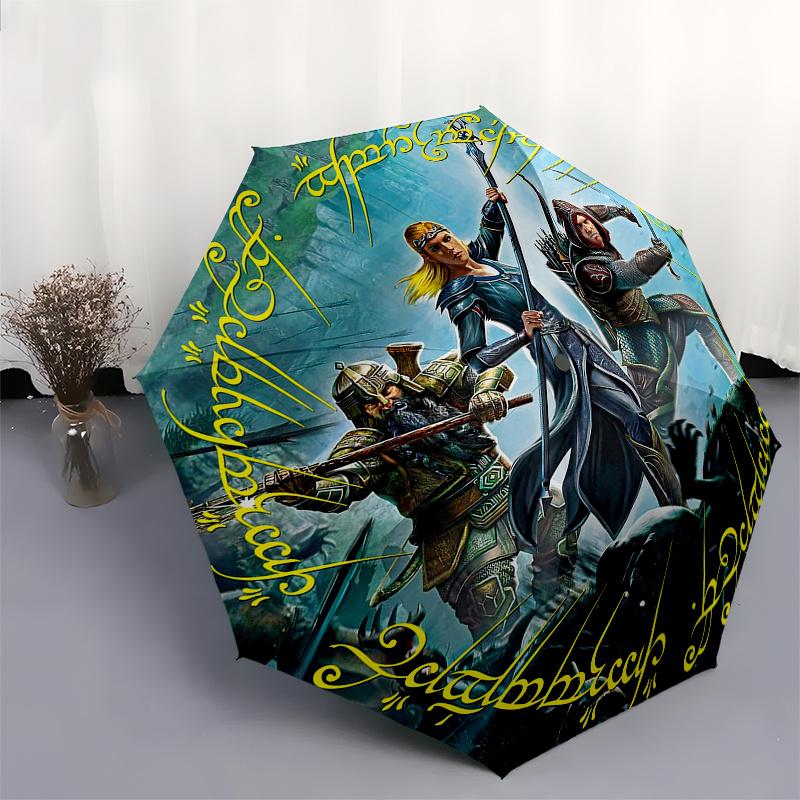 Fantasy Warriors: Epic Battle Scene StickerUmbrella, Portable 3-Fold Compact Umbrella for Men & Women Gift