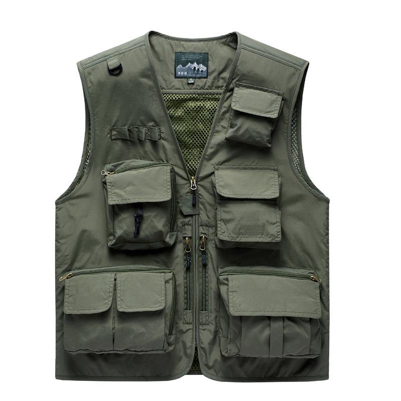 Summer Men Mesh Pockets Fishing Photography Breathable Vests Coats Men Outdoor Waistcoats Sleeveless Jackets