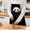 1pc Black Panda Pocket Apron Cute Animal Design Kitchen Cooking Bib for Men Women