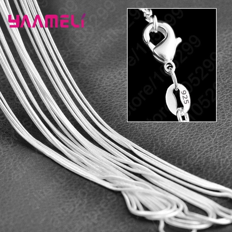 10 STUKS Groothandel Puur 925 Sterling Zilver Bedel Schakelketting Ketting Sieraden met Sterke Gladde Karabijnsluitingen 16-30 Inch