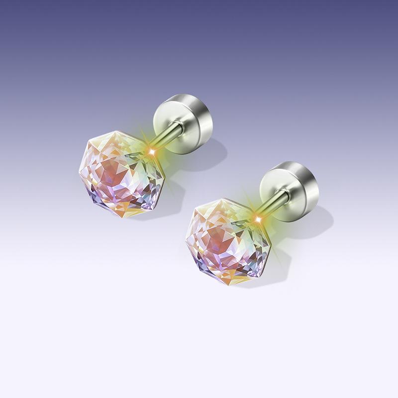 Floral Cubic Zirconia Ear Stud Earrings, Hypoallergenic Titanium Stackable Cartilage Helix Conch Piercing Jewelry