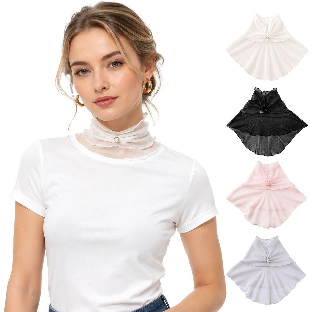 Breathable Silk Mesh Scarf Windproof Sun Protection Scarf New Fake Collar Scarf Women