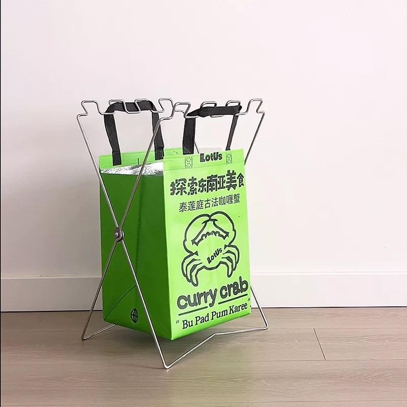 Portable Garbage Bag Stand for Outdoor Barbecues and Picnics,Home Kitchen Foldable Garbage Bag Support Stand,Multi-purpose Metal Stand