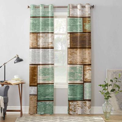 Retro Holzbrett Textur Fenstervorhänge für Wohnzimmer Luxus Schlafzimmer Vorhang Küche Jalousien Vorhänge