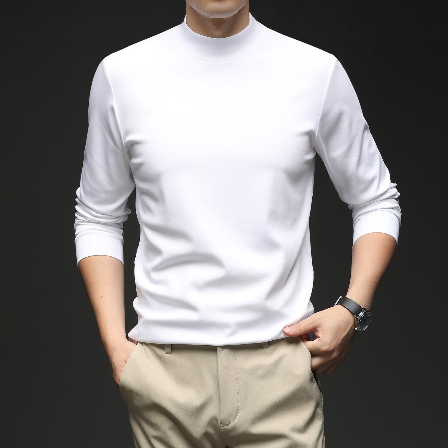 Autumn Middle-Aged & Young Business Casual Regular Fit Long Sleeve T-Shirt Men s Fashion M