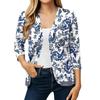 Women's Lightweight Loose Fit Vintage Floral Print Three-Quarter Sleeve Cardigan for Casual Daily Wear