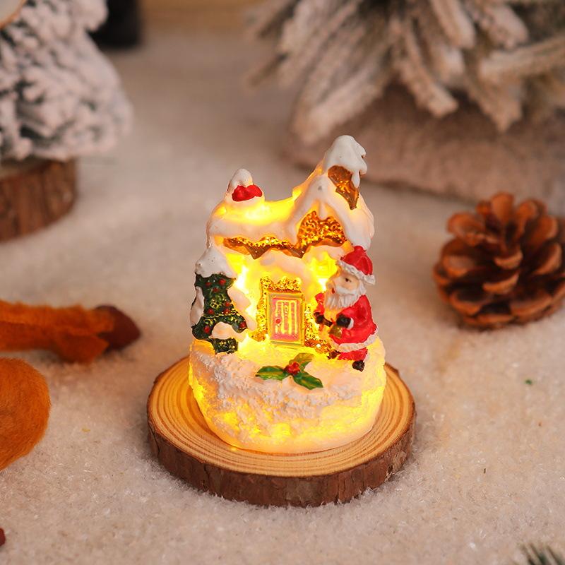 Christmas resin gingerbread house small house Santa Claus snowman micro landscape resin ornaments Christmas decorations ornaments
