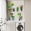 Potted Green Plant Wall Sticker Turtle Back Bamboo Leaf Decor for Restaurant Living Room Balcony Glass Door Bathroom Vinyl Adhesive Decal