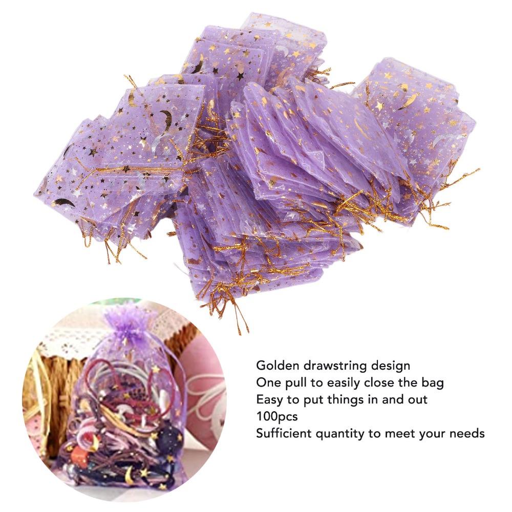 100pcs Drawstring Closure Organza Drawstring Bags Sheer Organza Jewelry Candy Bags Wedding Party