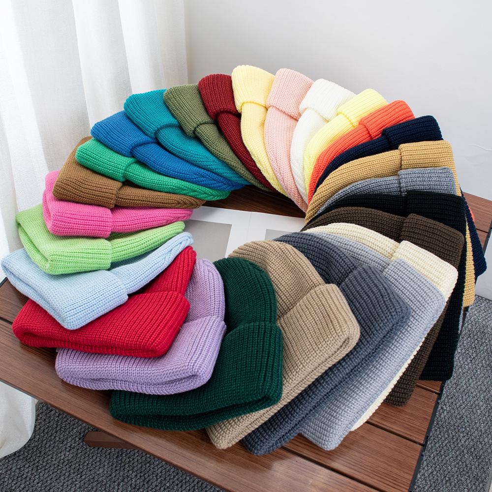 High quality solid color light board wool hat autumn and winter warm knitted hat men's and women's versatile ear protection hat windproof cold hat