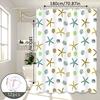 Starfish Fun Pattern Shower Curtain, Fresh Ocean Style Bathroom Partition Curtain, Great Item For Rental House Renovation And Bathroom Soft Decoration