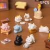 5 Stück/Beutel Niedliches Kätzchen Katze Puppe Auto Harz Ornamente Mikro Landschaft Ornamente Schreibtisch Heimdekoration Puppenhaus Spielzeug Zubehör Geschenk
