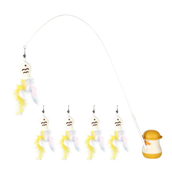 

Интерактивная дразнилка для кошек, игрушка для кошек с перьевой рыбкой, сменные дразнилки, вращающееся на 360 градусов основание в виде утки, съемная дразнилка C