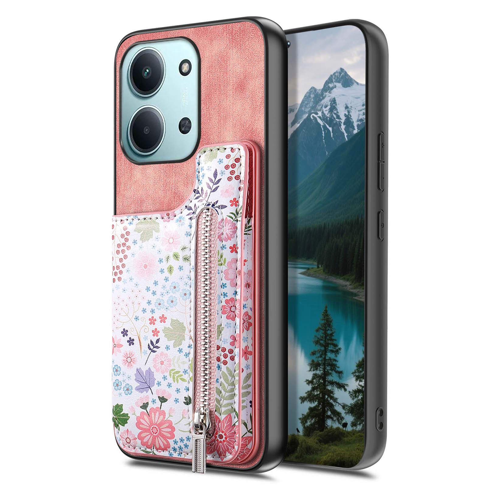 

Zipper Card Holder Kickstand Case For Xiaomi Redmi 15C 5G (EU) (173mm)/15C 4G (EU) (173mm) Leather Phone Cover with RFID Blocking