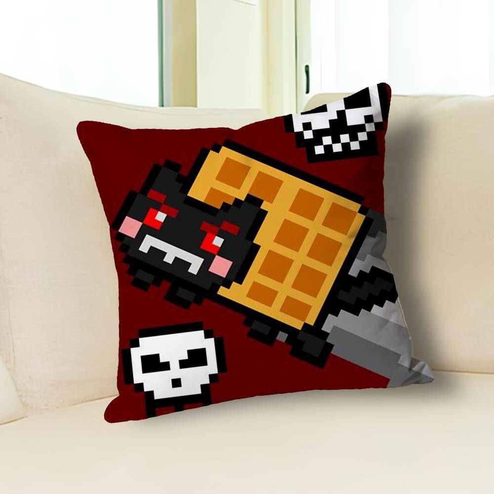 Funny N-Nyan Cat Pillow Cases for Bedroom Living Room Sofa Home Decor Polyester Cushion Cover with Zipper
