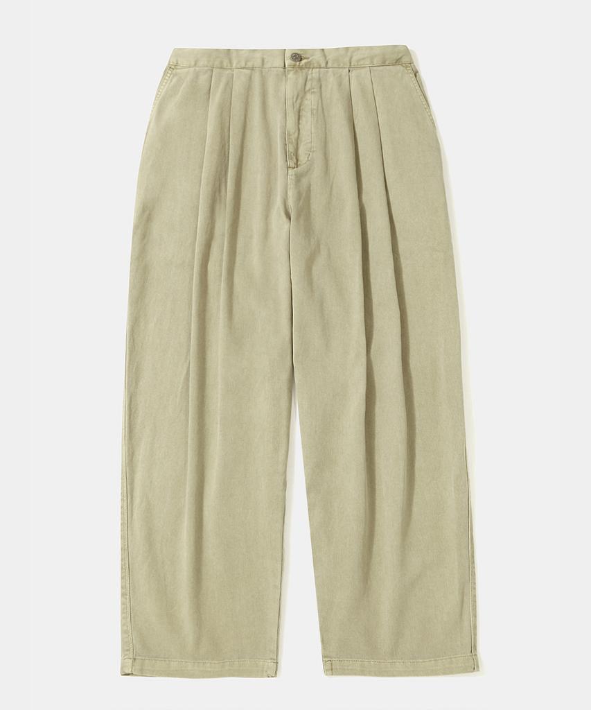 Columbia University Trajan Label Pintuck Wide-Fit Denim Pants_Brown