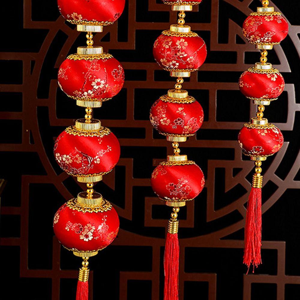 Flocking Plum Blossom Lantern Pendant Chinese Style Round Ball Lantern String  Shopping Mall