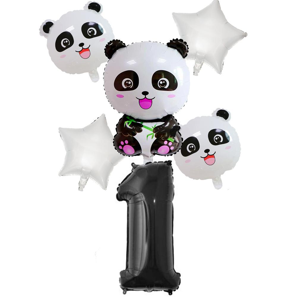 Xiaohongshu Panda Balloon Cute Panda 1-10 Birthday Party Decoration Arrangement Aluminum Film Balloon