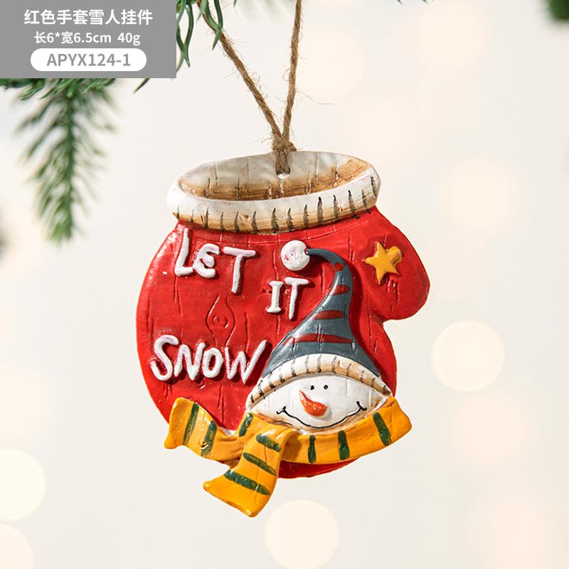 New Christmas Painted Resin Santa Claus Heart Pendant Retro Style Christmas Tree Imitation Ceramic Decoration navidad 2025