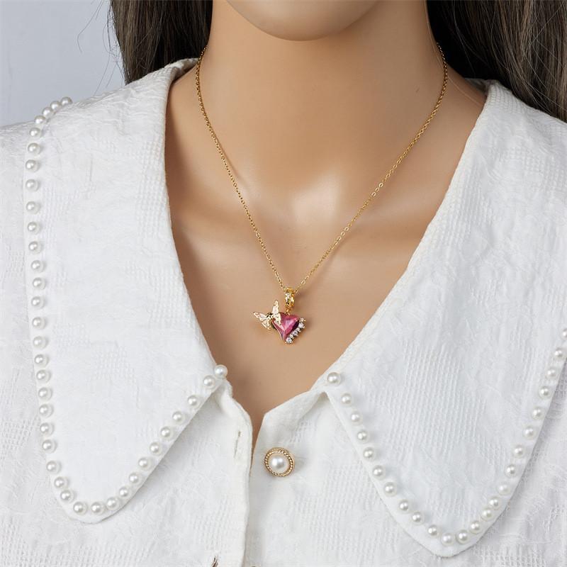 Personality Sun Moon Heart Zircon Pendant Necklace Stainless Steel Fashion Geometric Choker Jewelry Party Gifts For Women Girls