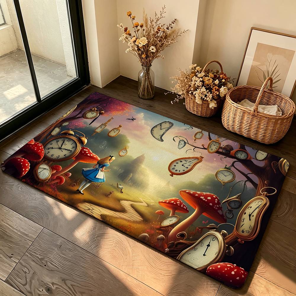 Classic Anime-A-alice In-W-wonderlandS Cute Carpet Bathroom Anti-slip Mat Door Mat Home Decoration Mat Entrance Door Mat
