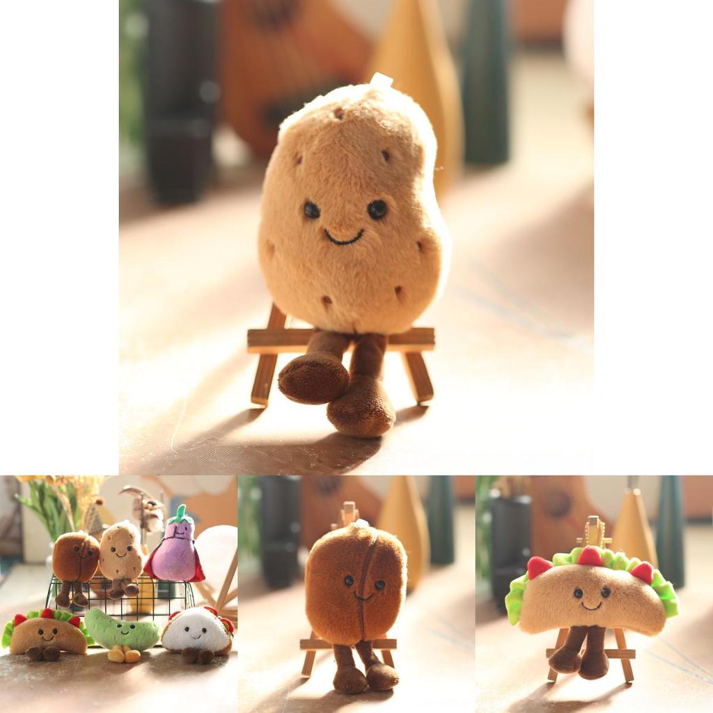 Adorable Cute Sandwich Plush Toy Keychain Hamburger Eggplant Doll Accessory
