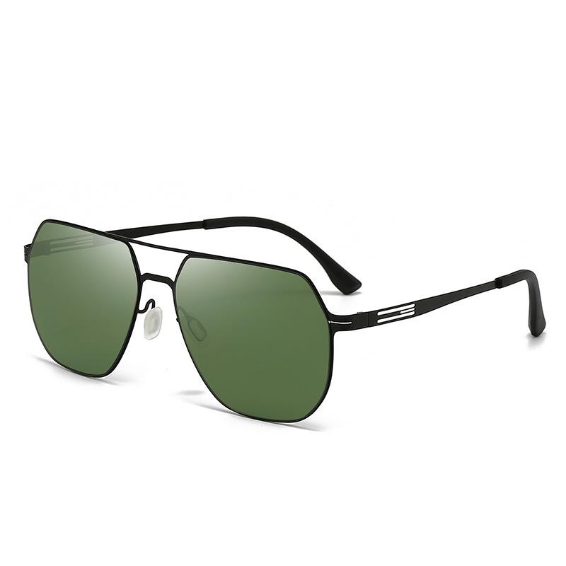 Ultra-Light Sunglasses Stainless Steel Leather Square Driver Men'S Driving Lenses Sunshade Sunglasses Premium Trendy