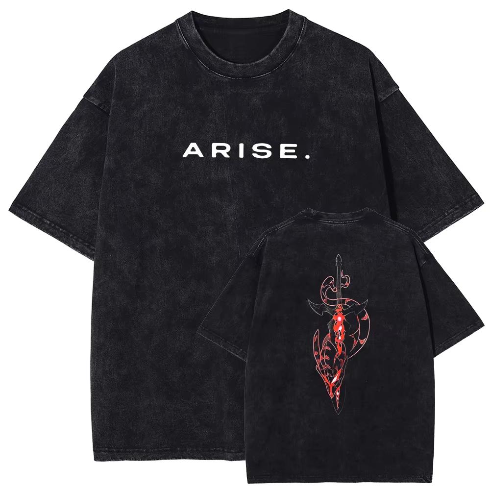 

Футболка ARISE Solo Leveling з графічним малюнком манги Vintage прані бавовняні футболки з короткими рукавами негабаритного розміру чоловічий жіночий одяг L
