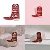 Unique Red Shoe Brooch Creative Letter And Geometric Design Eyecatching Metal Accessory