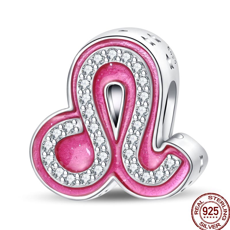 Neue Kupfer 12 Tierkreis Glücksperlen Glänzende Prinzessinnenrosa Perlen Geeignete Passform Pan Original Armband DIY Geschenk