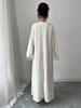 Elegant V-neck Middle Eastern Embroidered Lace Long-sleeved Muslim Robe Dress